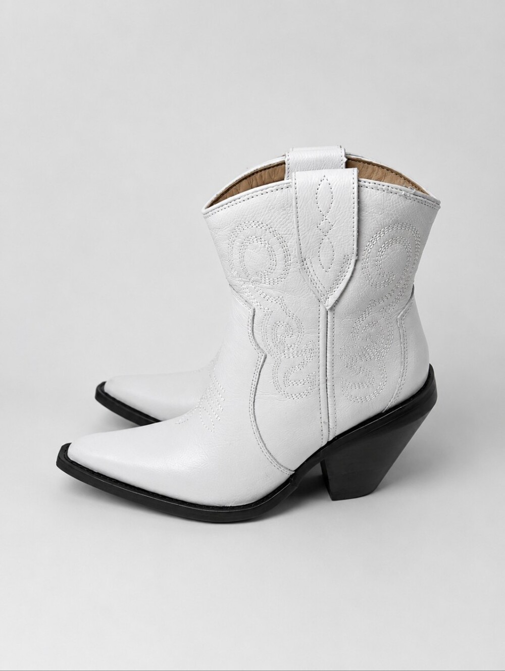 Dingo Western Ankle Boots Womens Size 6 White Embroidered Cowboy Booties Block - Picture 6 of 11